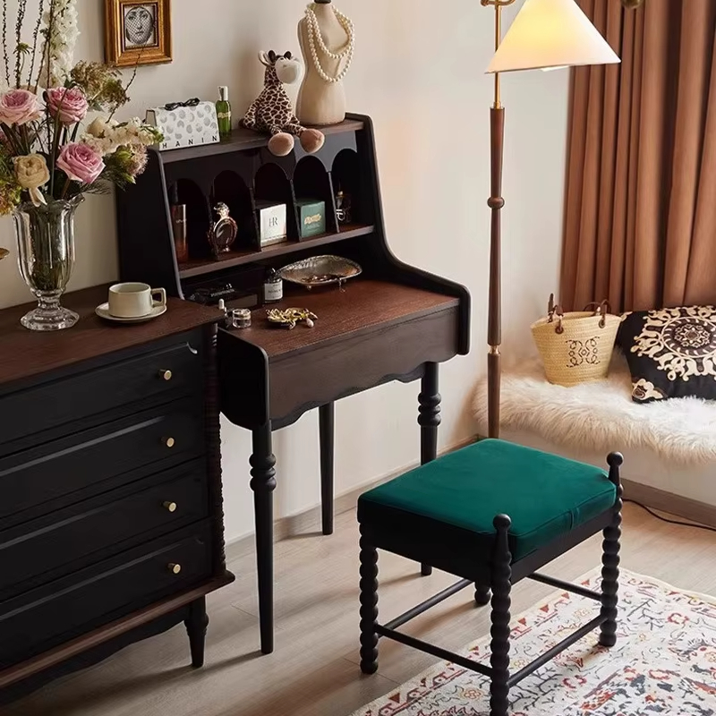 [PRE-ORDER] French Retro Solid Wood Vanity & All-in-One Storage Cabinet