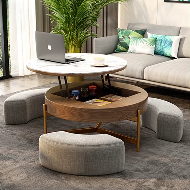 [PRE-ORDER] Round Tea Table Glass Designer Gold Coffee Table