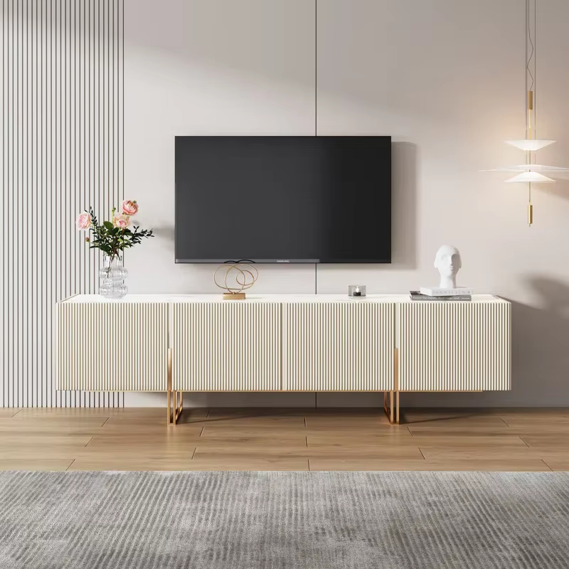 PRE-ORDER Light Luxury Media Console Marble Top TV Stand Modern Living Room Furniture Long TV Stand 
