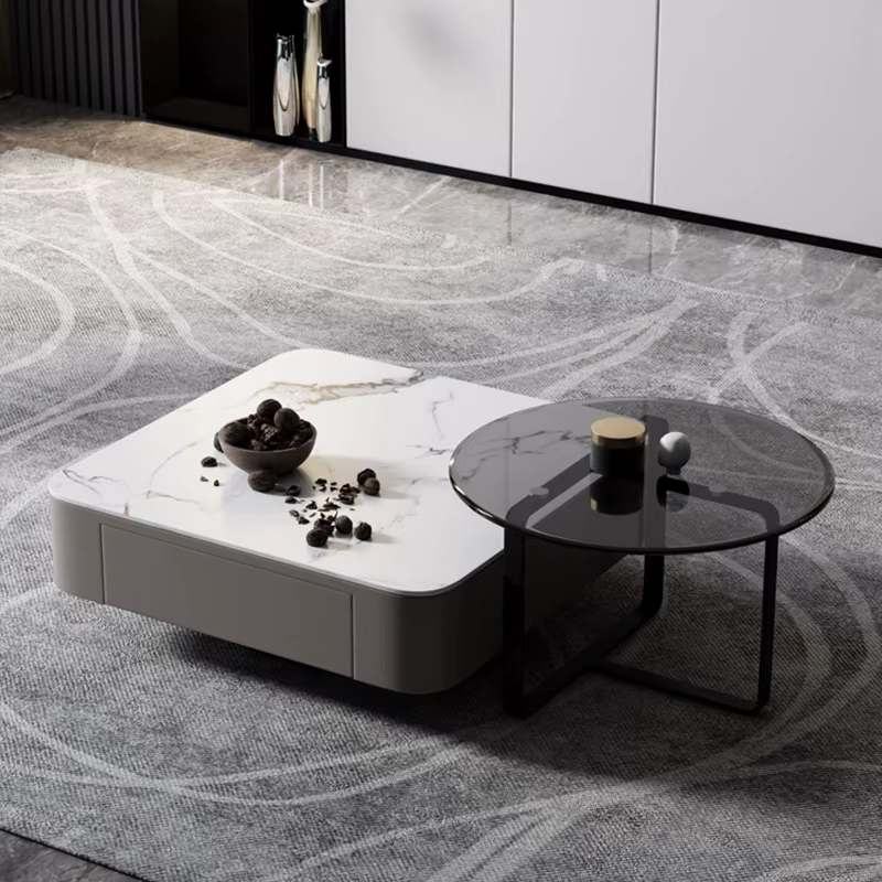 Modern simple rock plate Tea table and TV stand cabinet combination living room home small apartment 