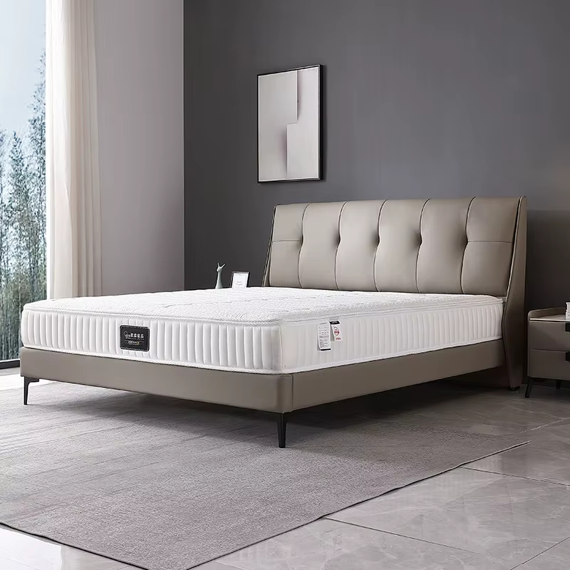PRE ORDER / BTO PACKAGE - A - BED - Modern White Leather Home Machine Pilates Core Bed Set High Headboard Double King Size Bedroom 