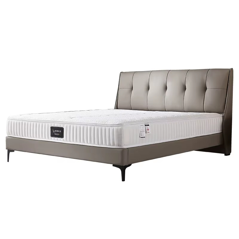 PRE ORDER / BTO PACKAGE - A - BED - Modern White Leather Home Machine Pilates Core Bed Set High Headboard Double King Size Bedroom 