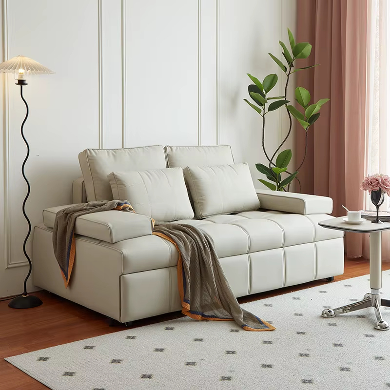 [PRE-ORDER] Italian Modern Minimalist Lawrence Sofa Bed Dual Use Integrated Push-pull Leather 