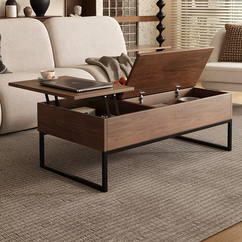 Nordic Small Apartment Walnut Color Wood Rectangular Coffee Table 