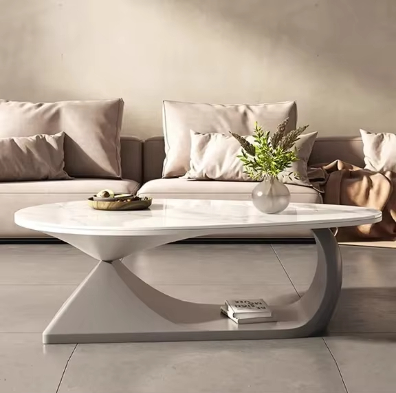 [PRE-ORDER] Modern Living Room Oval Rock Panel Coffee Table