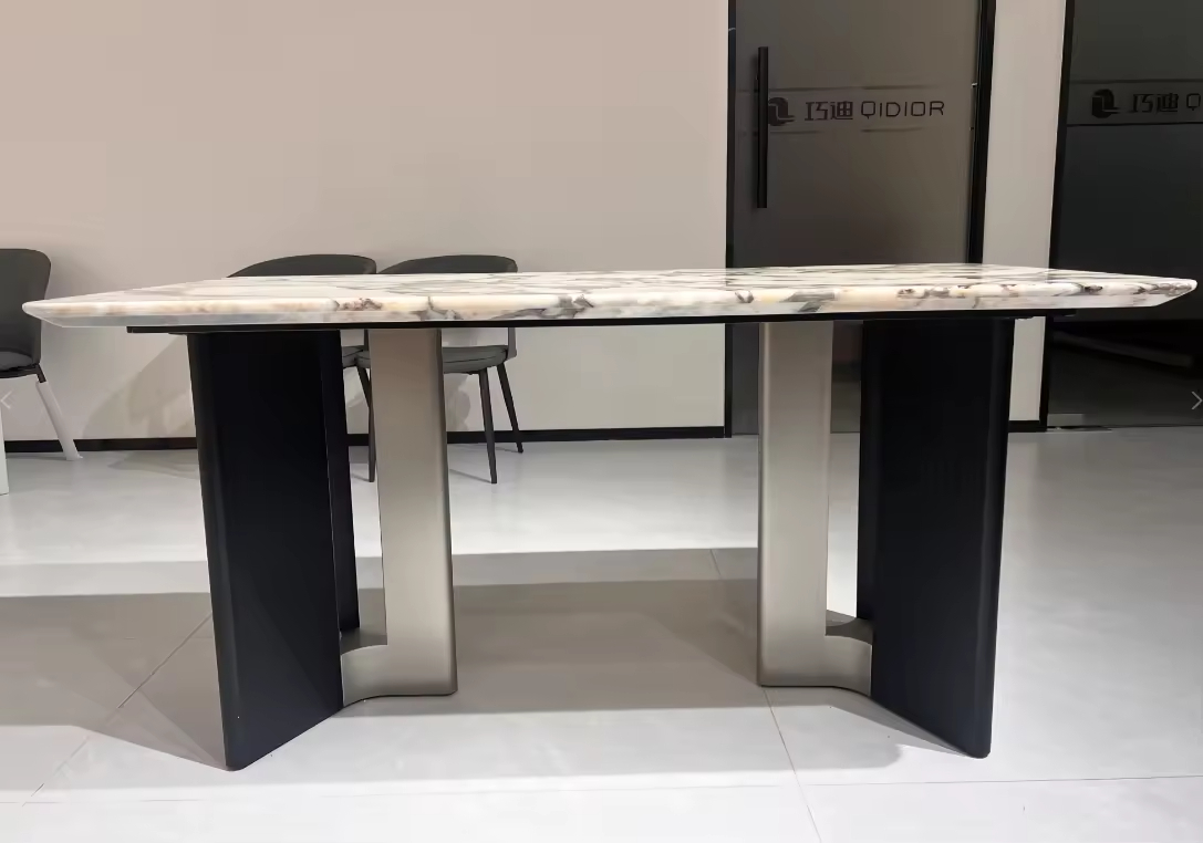 [PRE-ORDER] Solid Oak Sintered stone dining table, suitable for small apartments, Italian minimalist modern simple rectangular dining table.