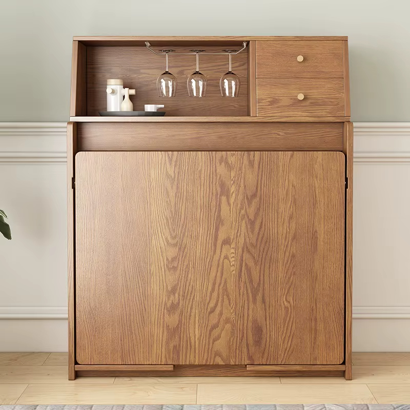 PRE-ORDER Modern Folding Wood Table With Chair Storage With Wine Glass Rack 