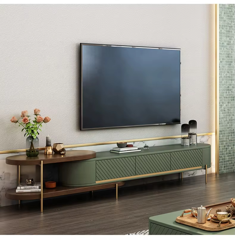 PRE-ORDER Light luxury hardware lifting coffee table TV cabinet combination home small apartment living room ancient style rock plate