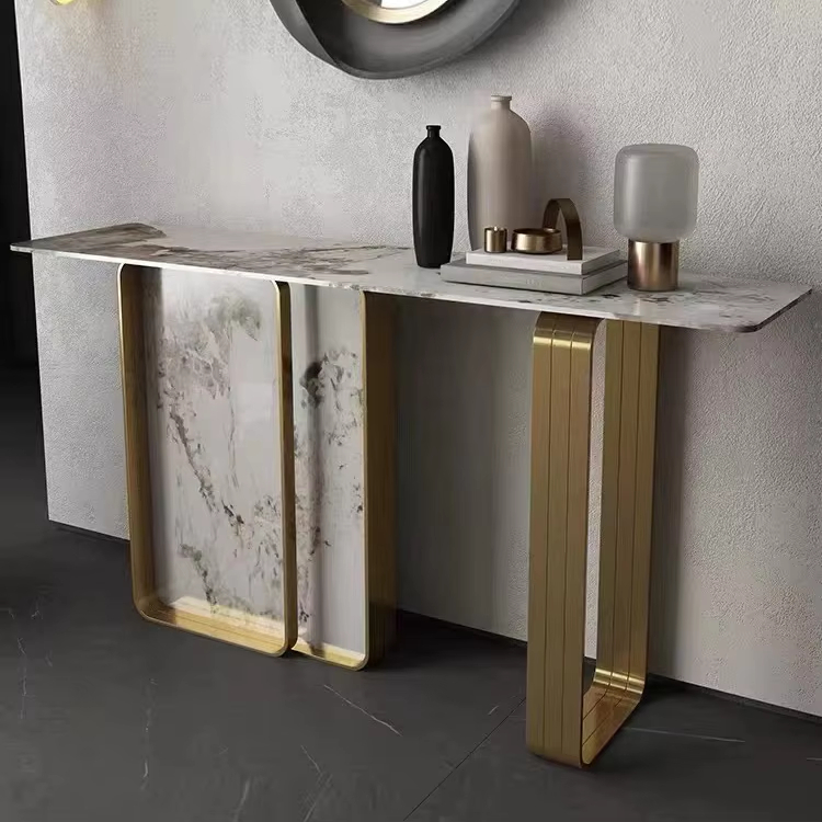 PRE-ORDER Luxury Entryway Hallway Minimalist Golden Decorative Tables for Living Room Furniture