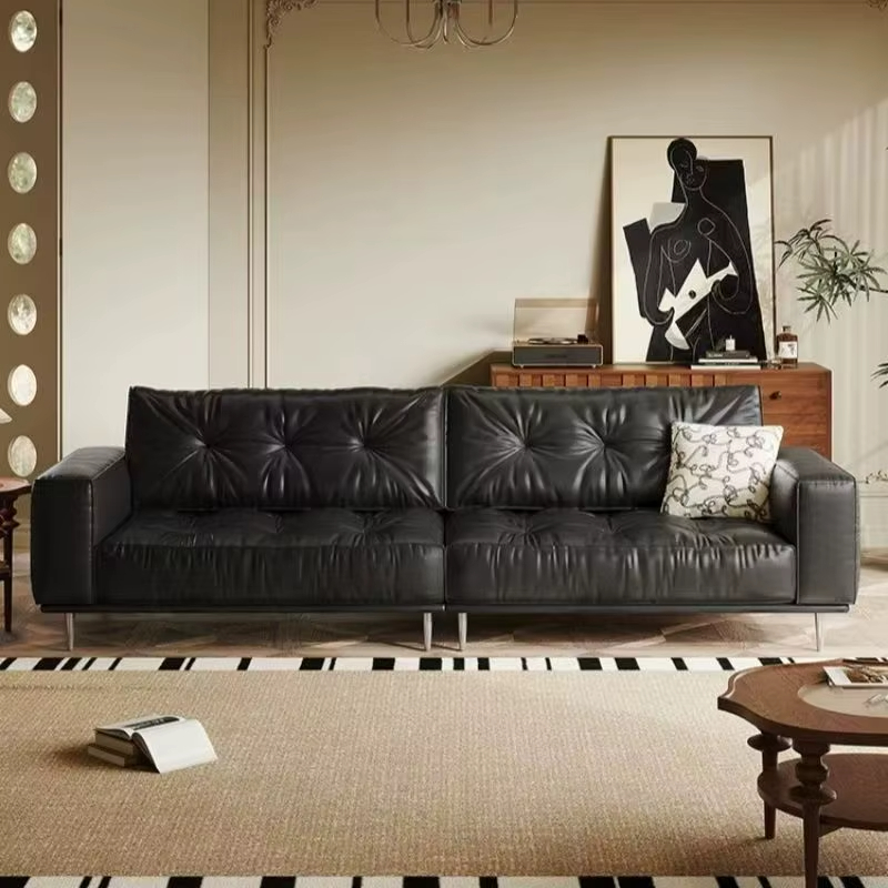 [PRE-ORDER] Antique French style waxed leather sofa