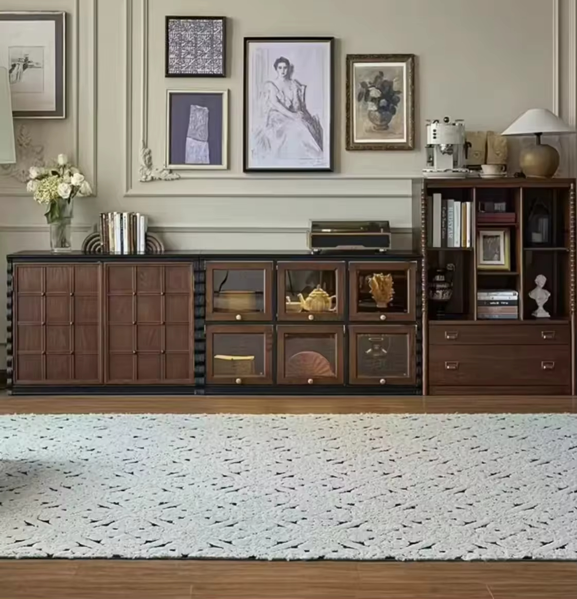 [PRE-ORDER] French Module Solid Wood Combination Bedroom Bedside Table Storage Cabinet