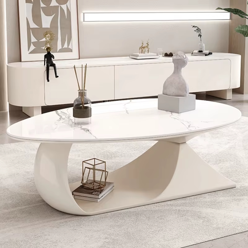 [PRE-ORDER] Modern Living Room Oval Rock Panel Coffee Table
