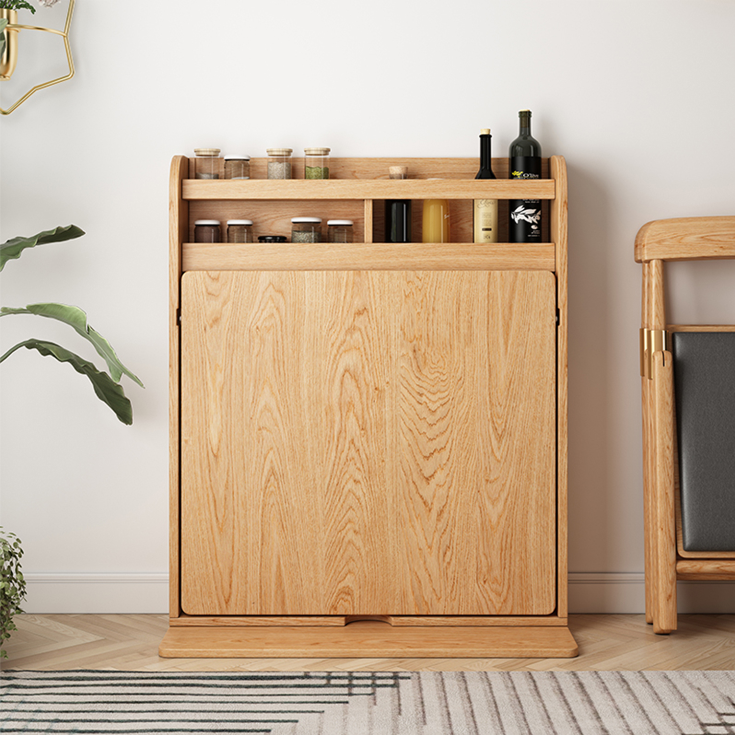 PRE-ORDER Nordic foldable solid wood dining table small household dining table dining side cabinet