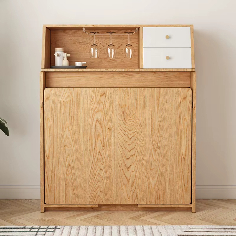 PRE-ORDER Modern Folding Wood Table With Chair Storage With Wine Glass Rack 