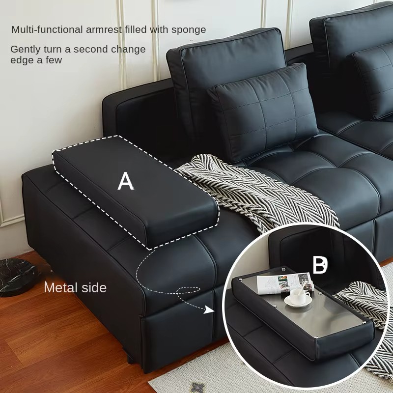 [PRE-ORDER] Italian Modern Minimalist Lawrence Sofa Bed Dual Use Integrated Push-pull Leather 