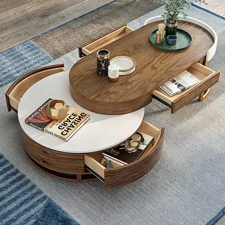 [PRE-ORDER] Oval Round Modern Living Room Nesting Coffee Table 