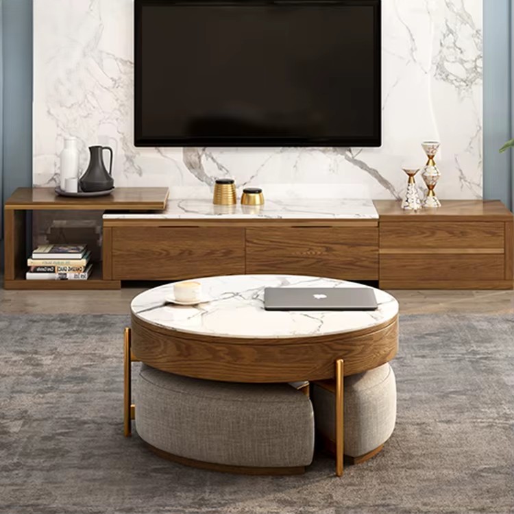 [PRE-ORDER] Round Tea Table Glass Designer Gold Coffee Table