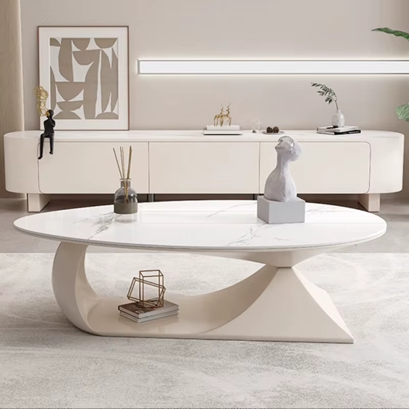 [PRE-ORDER] Modern Living Room Oval Rock Panel Coffee Table