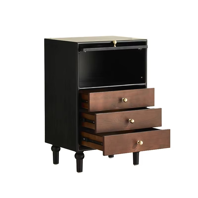 [PRE-ORDER] French Retro American Solid Wood Nightstand High-Grade Light Luxury Storage Cabinet