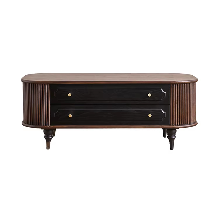 [PRE-ORDER] French Retro Solid Wood Coffee Table High-End American Vintage Sofa Side Table 