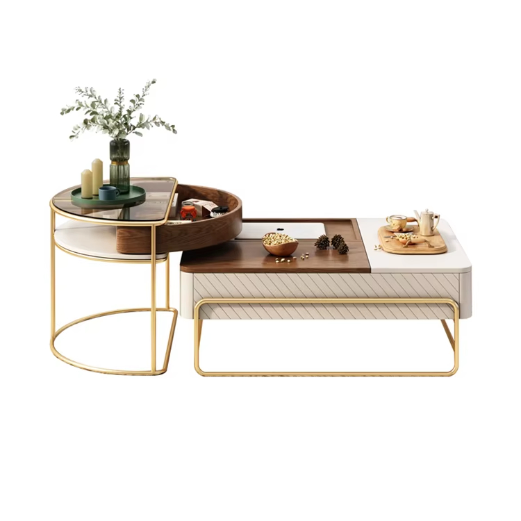 [PRE-ORDER] Modern Design Golden Metal Coffee Table