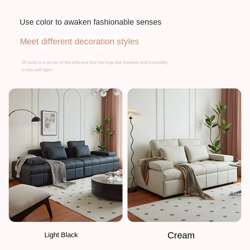 [PRE-ORDER] Italian Modern Minimalist Lawrence Sofa Bed Dual Use Integrated Push-pull Leather 