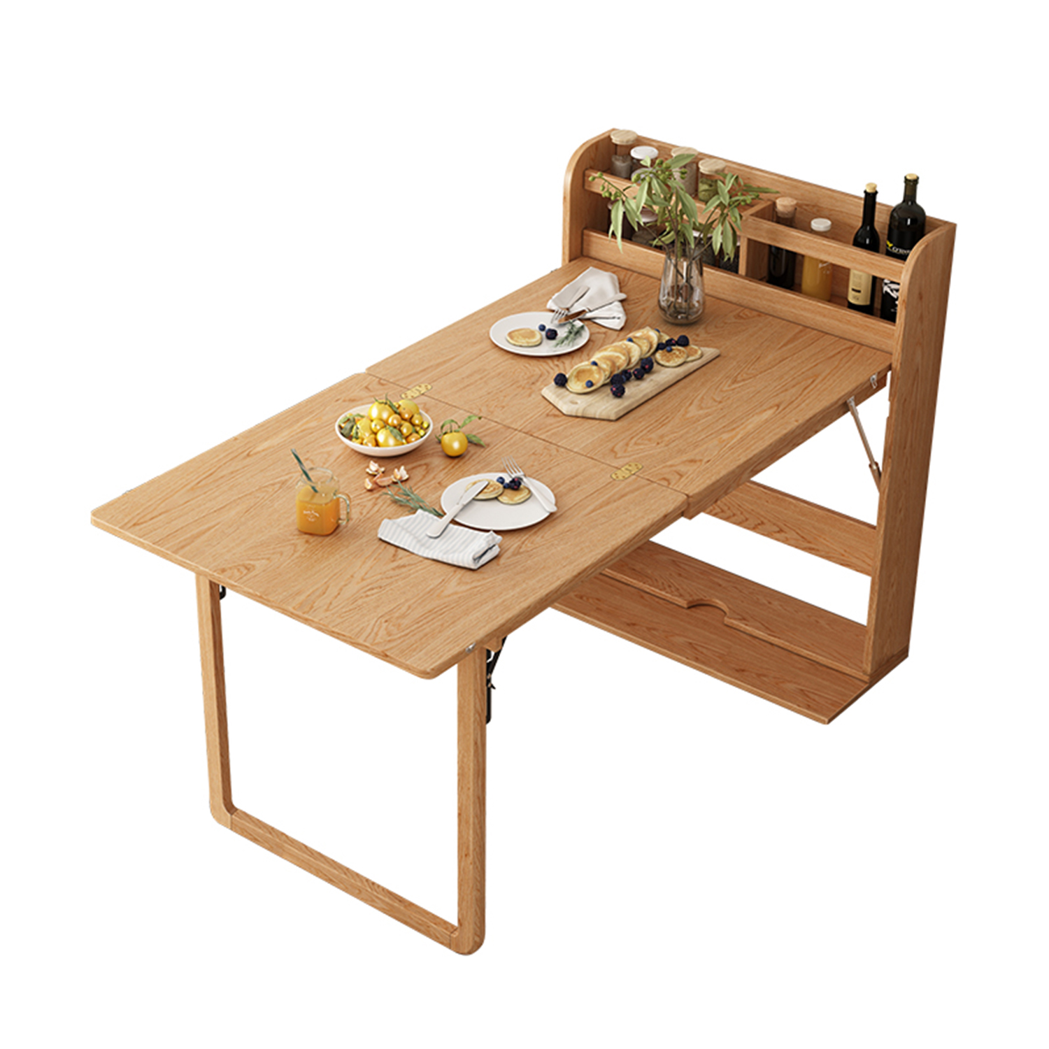 PRE-ORDER Nordic foldable solid wood dining table small household dining table dining side cabinet