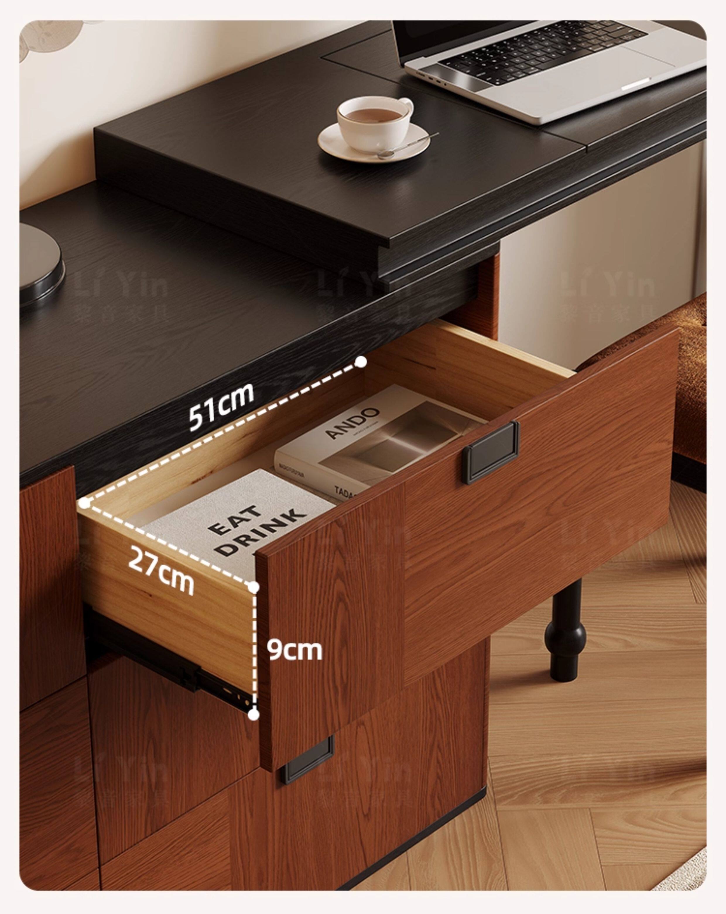 BSYR-BWVD-01 [PRE-ORDER] Black & Wood-Tone Vanity Dresser- 6-Drawer Makeup Station, Modern Bedroom Organizer Furniture