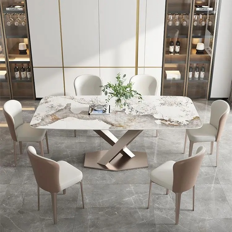 [PRE-ORDER] New Italian Style Dining Table and Chair Set Rectangular Sintered Stone Top Customizable for Small Apartments
