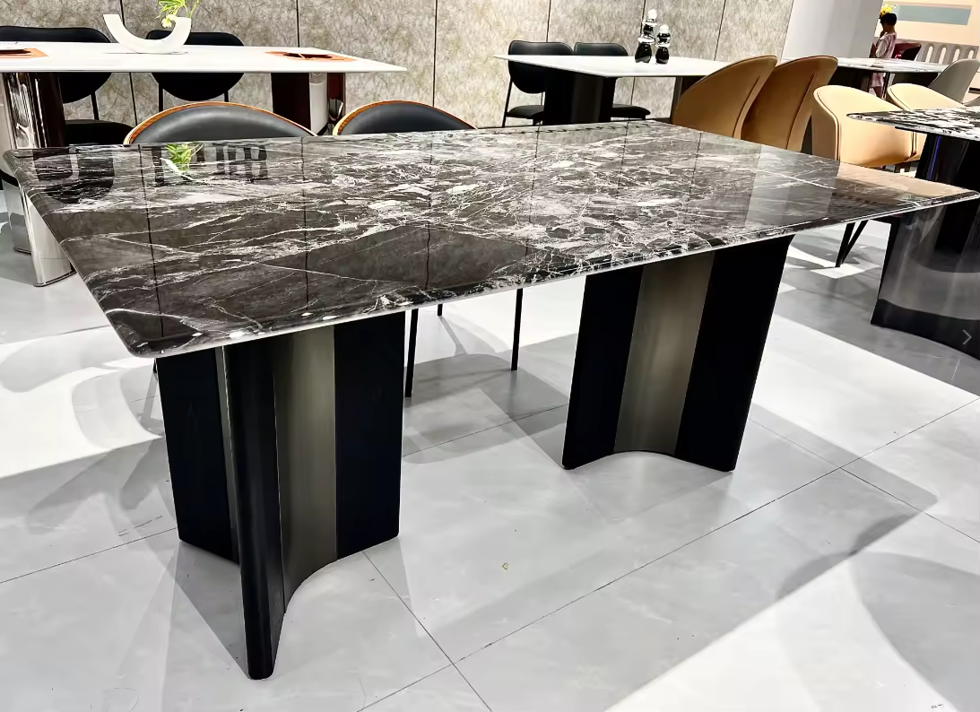 [PRE-ORDER] Solid Oak Sintered stone dining table, suitable for small apartments, Italian minimalist modern simple rectangular dining table.