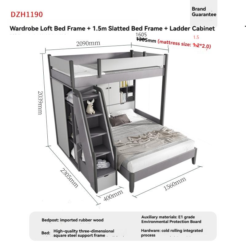 【Showroom】 Staggered bunk beds adult small household multifunctional combination high and low bunks two staggered type bunk beds-Smart-Living