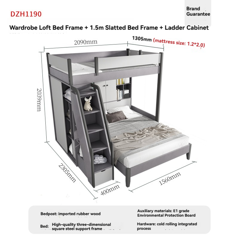 【Showroom】 Staggered bunk beds adult small household multifunctional combination high and low bunks two staggered type bunk beds-Smart-Living