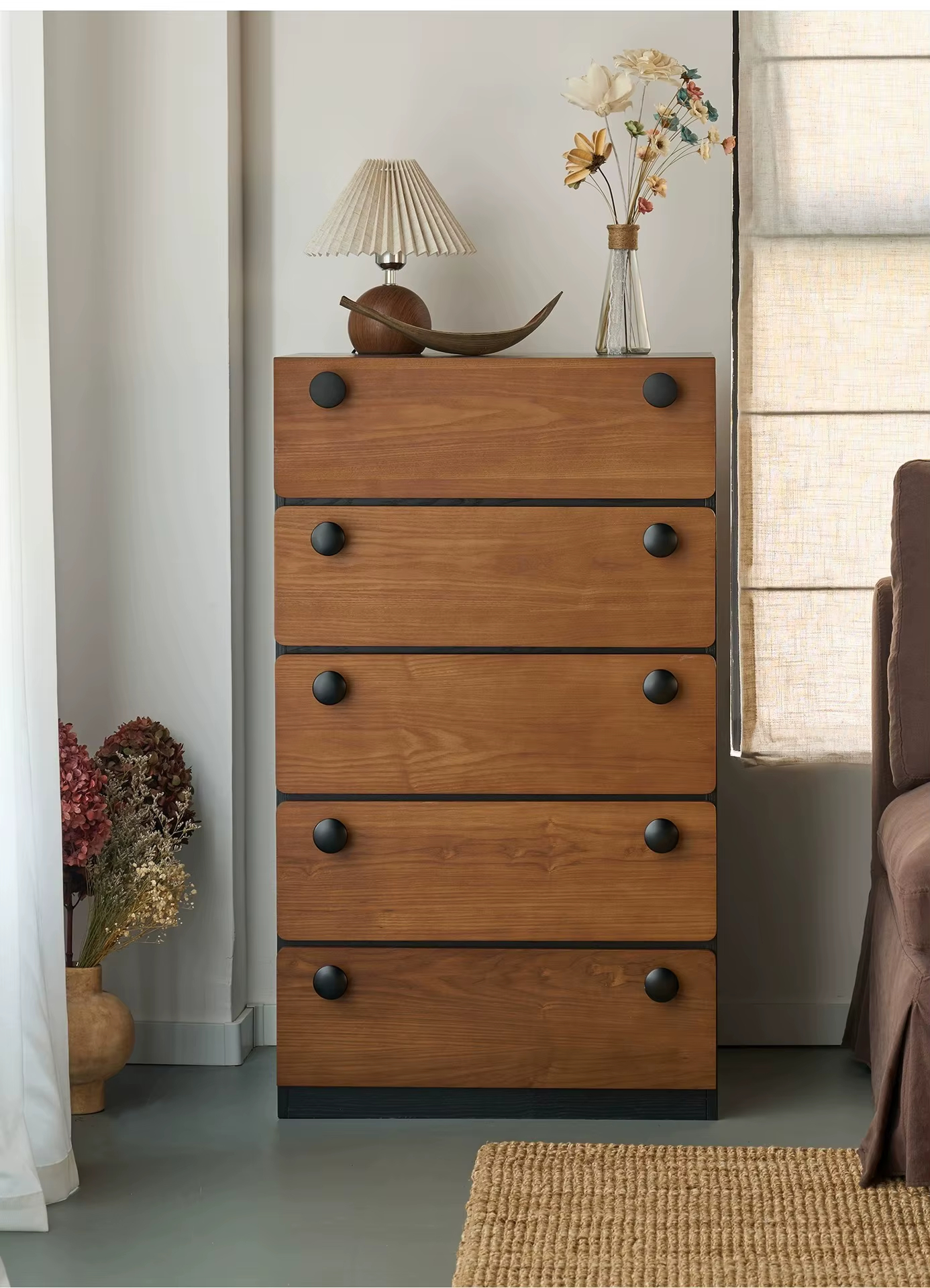 [PRE-ORDER] Black & Wood-Tone 8-Drawer Storage Chest –Versatile Bedroom Organizer & Vanity Cabinet, Dual-Tone Furniture