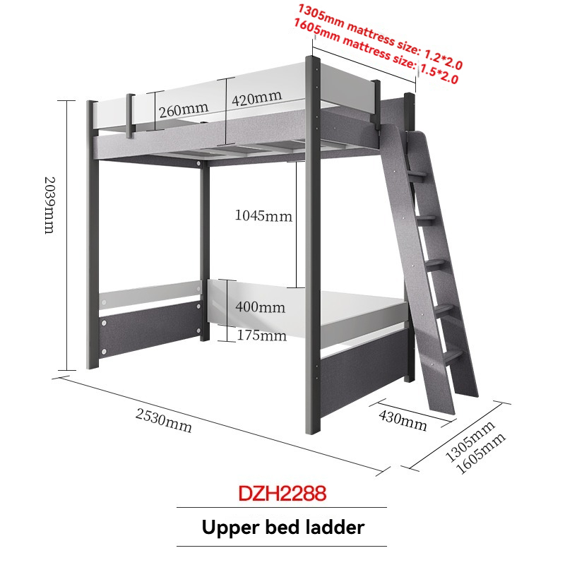Modern 2.0m Loft Bunk Bed Frame – Space-Saving Furniture Double Decker Design with Open Space for Small BTO Condo Apartments
