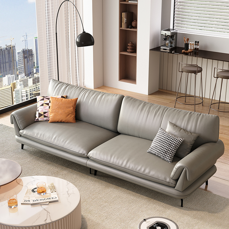 PRE ORDER / BTO PACKAGE - A - SOFA -Minimalist Light Luxury Genuine Leather Sofa – Modern 3-Seater Couch with Top-Grain Leather for Small Living Rooms