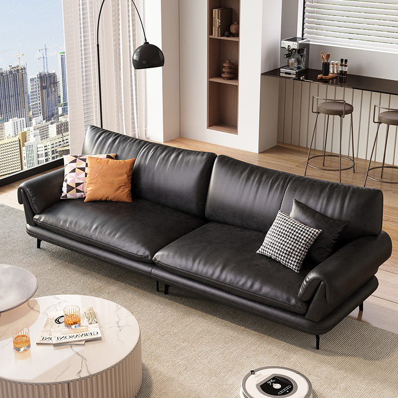 PRE ORDER / BTO PACKAGE - A - SOFA -Minimalist Light Luxury Genuine Leather Sofa – Modern 3-Seater Couch with Top-Grain Leather for Small Living Rooms