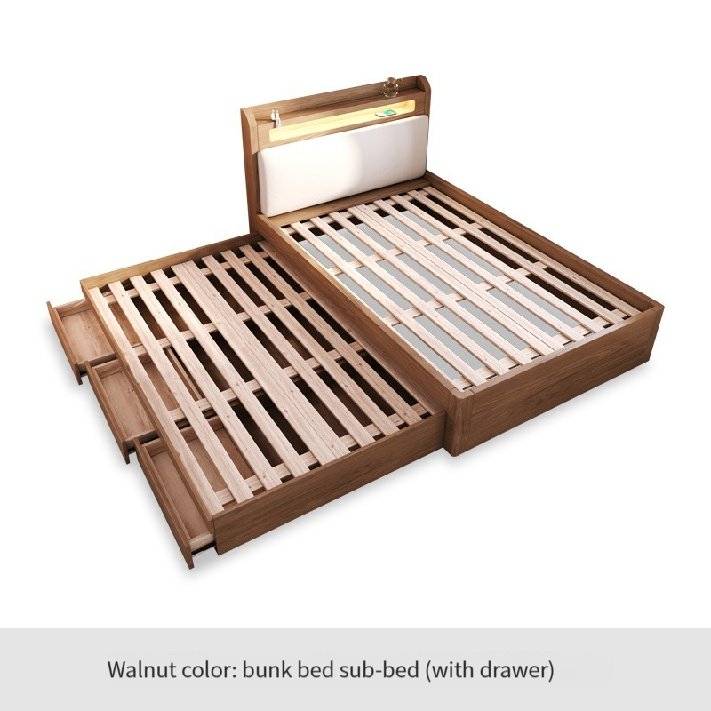 [Pre-order] Two layer mother and child bed upper and lower beds solid wood small unit trailer bed double layer adult and children's bed combination multi-functional double bed-Smart-Living