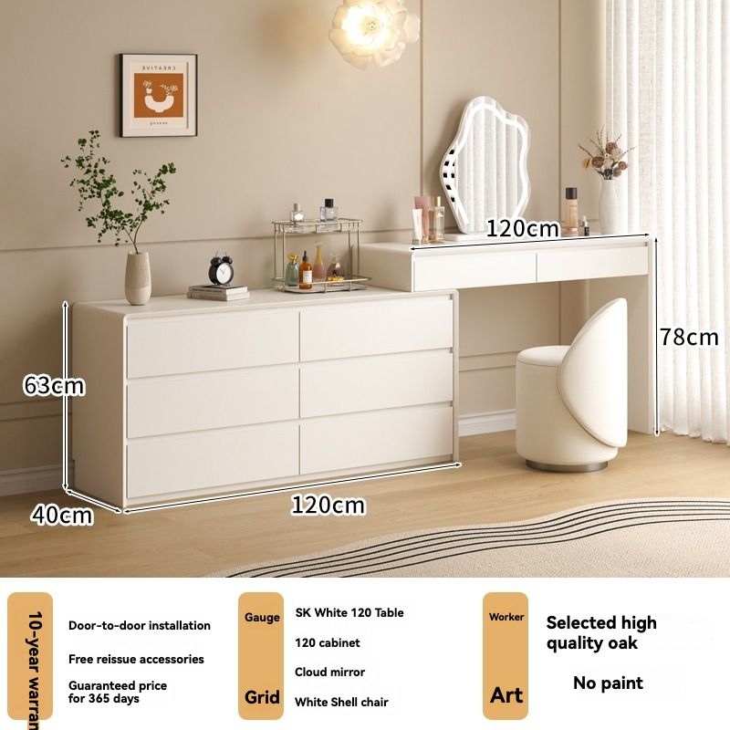 [Pre-order] Solid wood bucket cabinet, dressing table, storage cabinet, integrated multifunctional bedroom, telescopic corner, multi-layer bucket cabinet, makeup table-Smart-Living