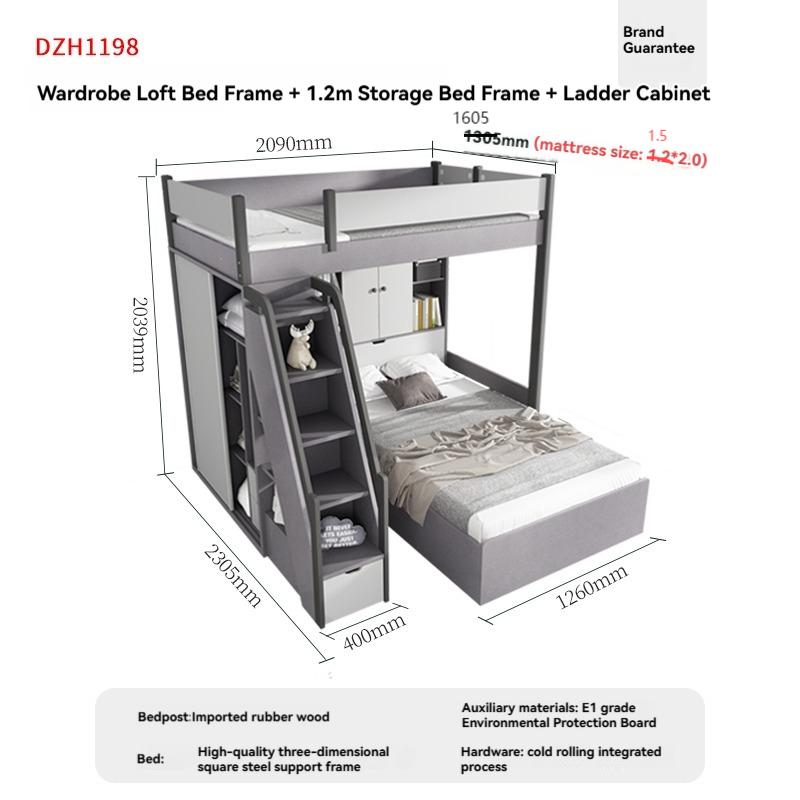 【Showroom】 Staggered bunk beds adult small household multifunctional combination high and low bunks two staggered type bunk beds-Smart-Living