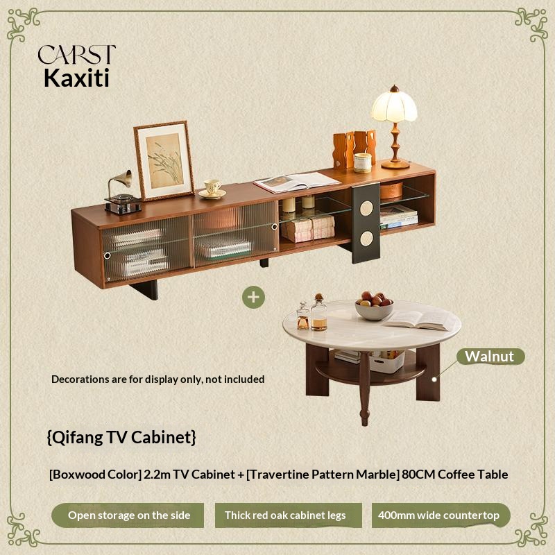 [PRE-ORDER] Customizable Solid Oak Qifang wood TV cabinet and coffee table set.