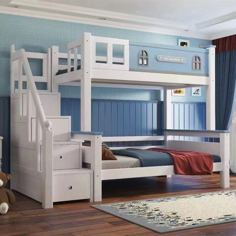 [Pre order] Solid wood bunk bed, two-layer wooden bed, children's bed, high and low bed, small apartment, adult bunk bed, bunk bed-Smart-Living