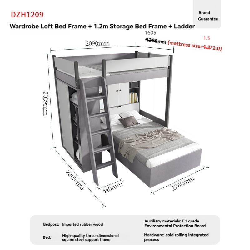 【Showroom】 Staggered bunk beds adult small household multifunctional combination high and low bunks two staggered type bunk beds-Smart-Living