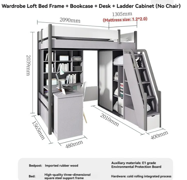 【Showroom】 Staggered bunk beds adult small household multifunctional combination high and low bunks two staggered type bunk beds-Smart-Living