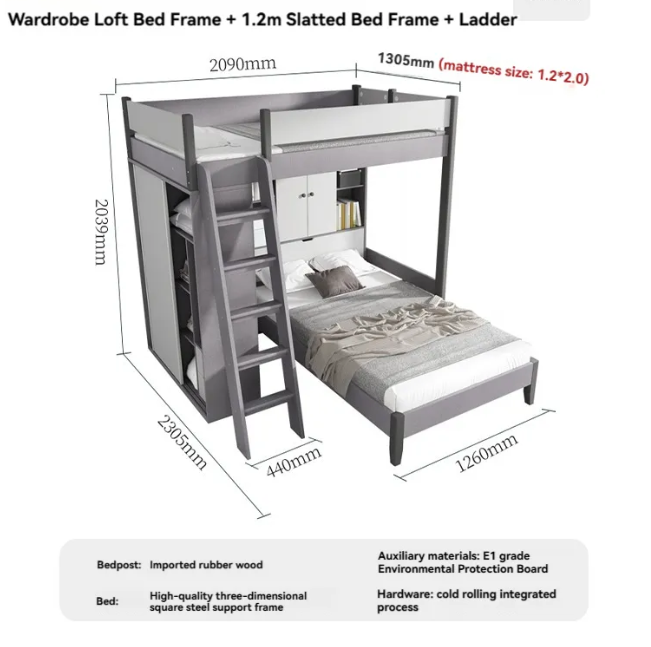 【Showroom】 Staggered bunk beds adult small household multifunctional combination high and low bunks two staggered type bunk beds-Smart-Living