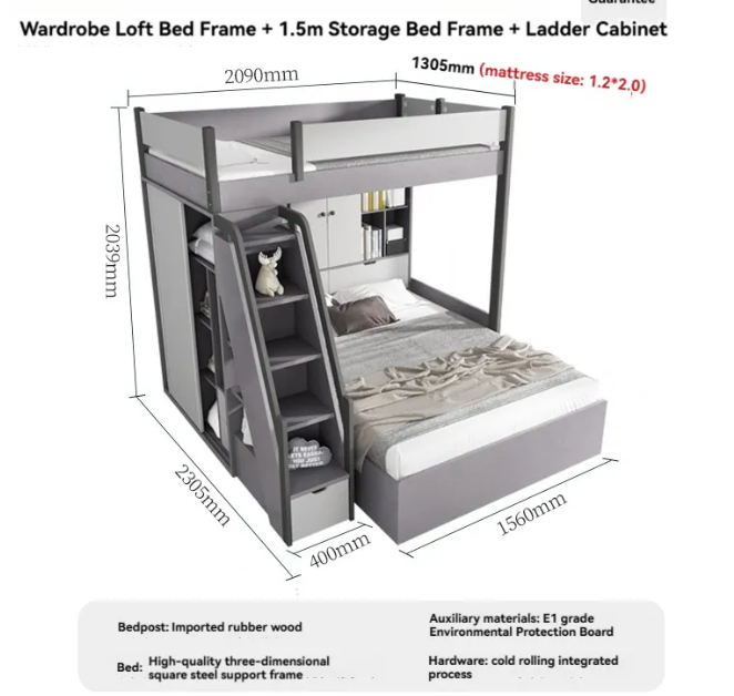 【Showroom】 Staggered bunk beds adult small household multifunctional combination high and low bunks two staggered type bunk beds-Smart-Living