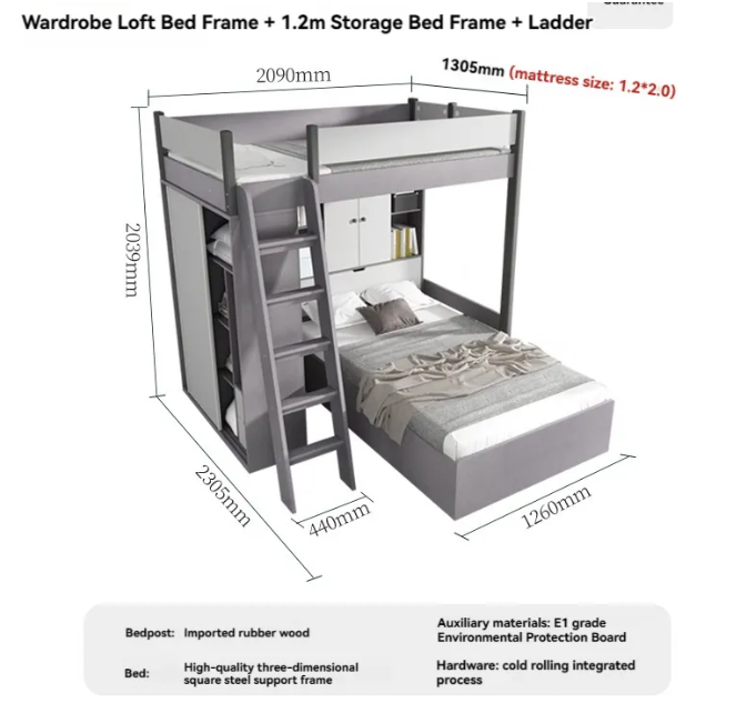 【Showroom】 Staggered bunk beds adult small household multifunctional combination high and low bunks two staggered type bunk beds-Smart-Living