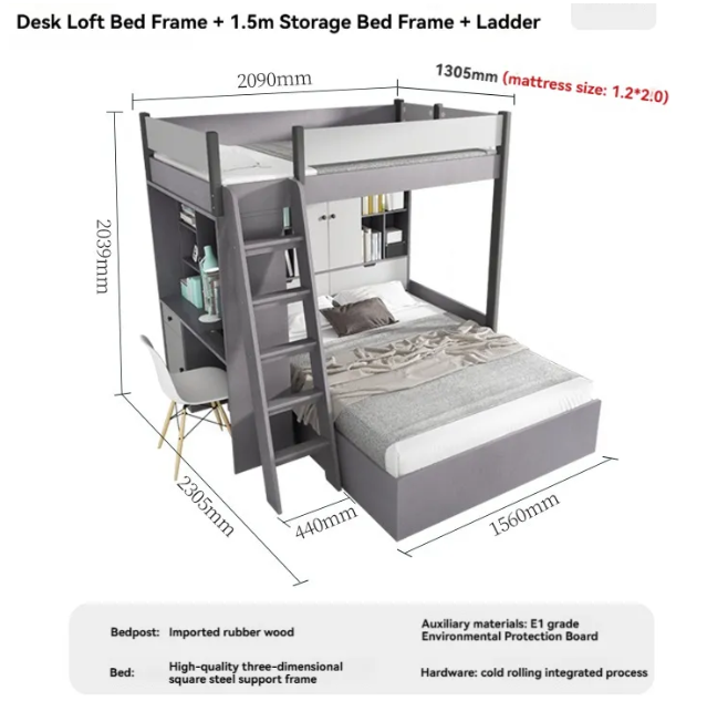 【Showroom】 Staggered bunk beds adult small household multifunctional combination high and low bunks two staggered type bunk beds-Smart-Living