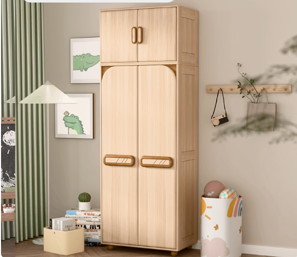 【Showroom】All solid wood children's wardrobe two door two door wardrobe children's storage cabinet children's room wardrobe-Smart-Living