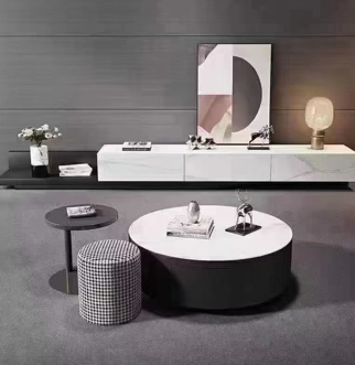 PRE ORDER / BTO PACKAGE - A - TEA TABLE - Italian minimalist rock plate round tea table living room home large and small apartment 