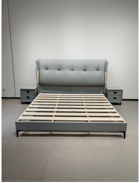 PRE ORDER / BTO PACKAGE - A - BED - Modern White Leather Home Machine Pilates Core Bed Set High Headboard Double King Size Bedroom 